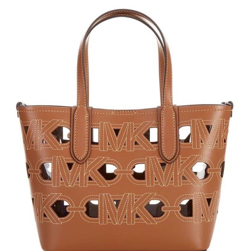 Michael Kors Eliza Small E/w Open Crossbody Tote Bag Luggage Leather