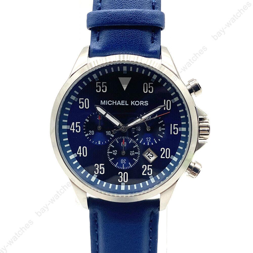 Michael Kors MK8617 Gage Blue Leather Band Analog Fashion Casual Men`s Watch