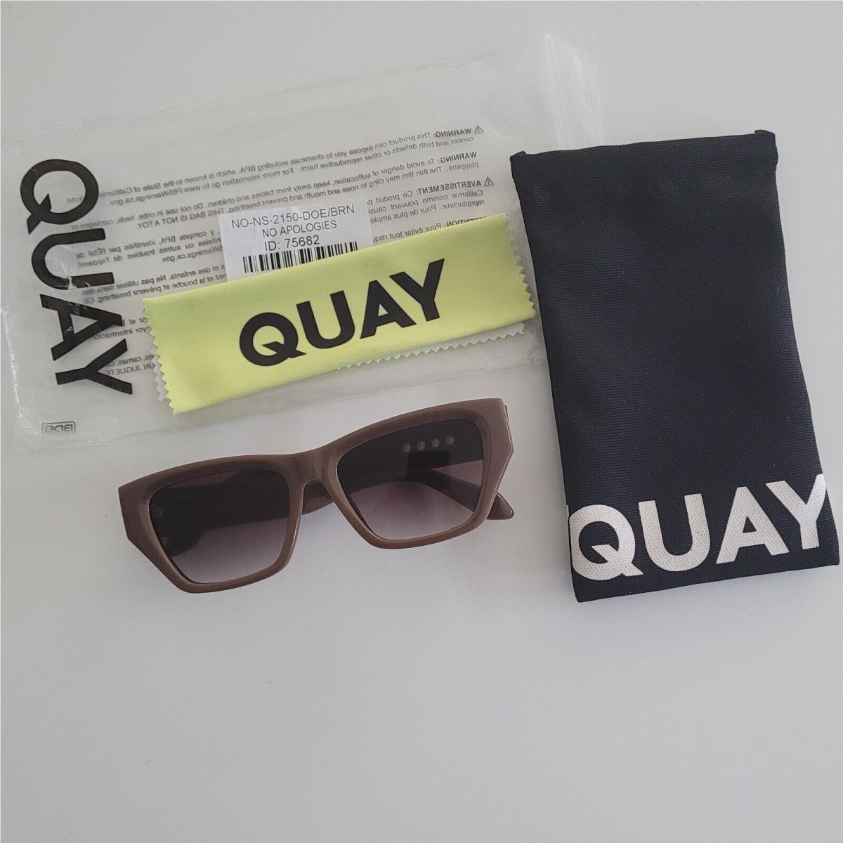 Quay No Apologies Women`s Sunglasses Doe Frame Angled Square Shape Brown Lens by QUAY