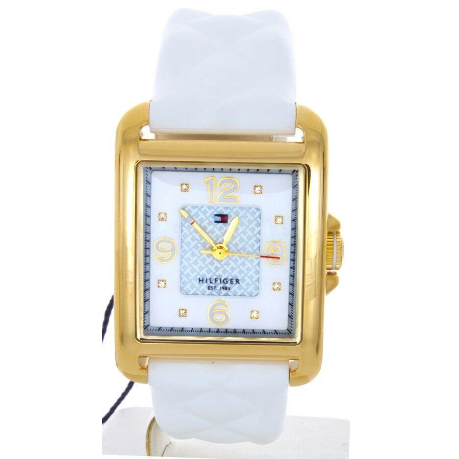 Tommy Hilfiger Watch Women`s White Quilted Silicone Strap 45 x 32 mm 1781246