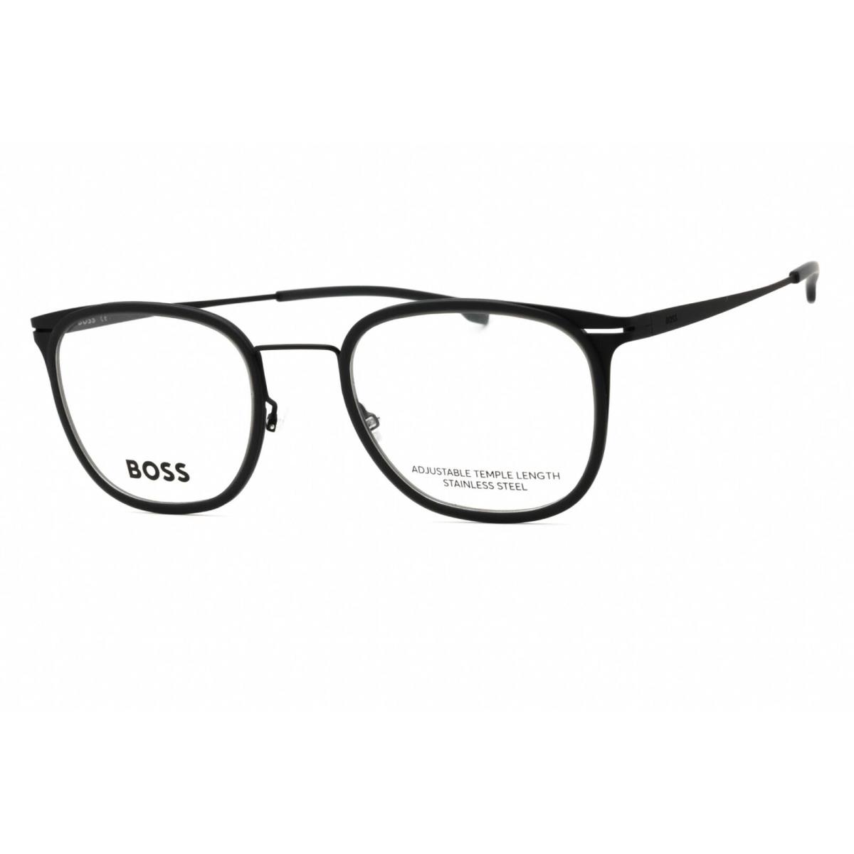 Hugo Boss Men`s Eyeglasses Matte Black Grey Metal Oval Frame Boss 1427 O6W