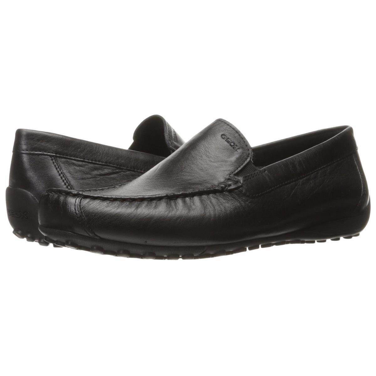 Geox Men`s U Snake Black Leather 2 Fit Casual Loafer - Black