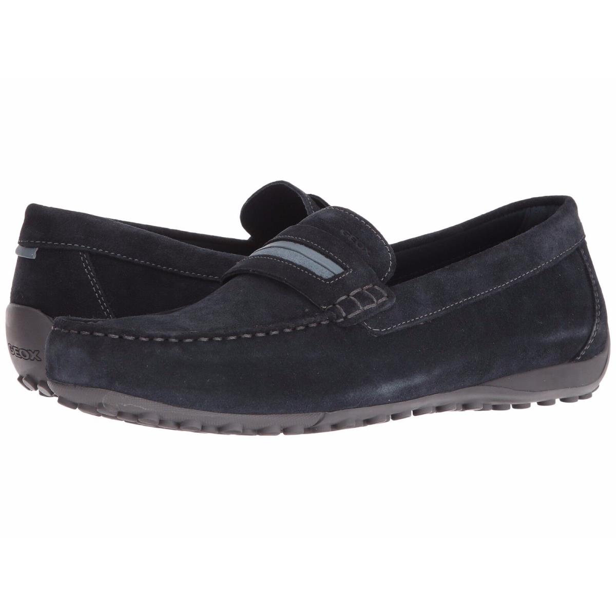 Geox Men`s U Snake Navy Suede 2 Fit Casual Loafer - Blue