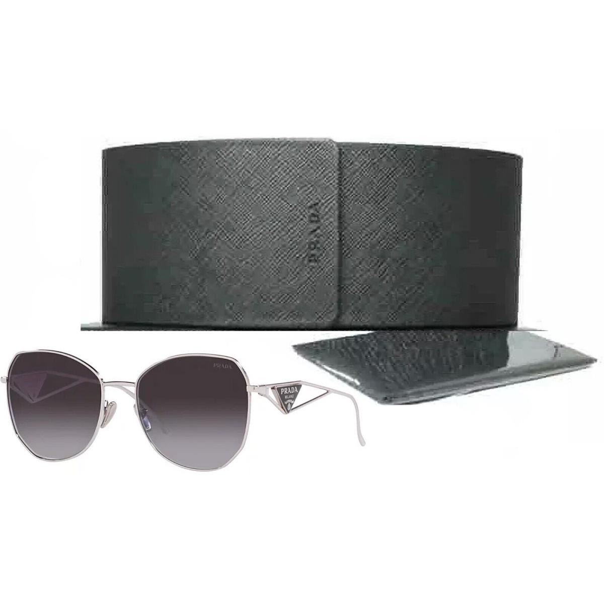 Prada SPR57Y Luxury Sunglasses Eyeglasses Frames Women`s Italy - Frame: Silver, Lens: Gray Gradient