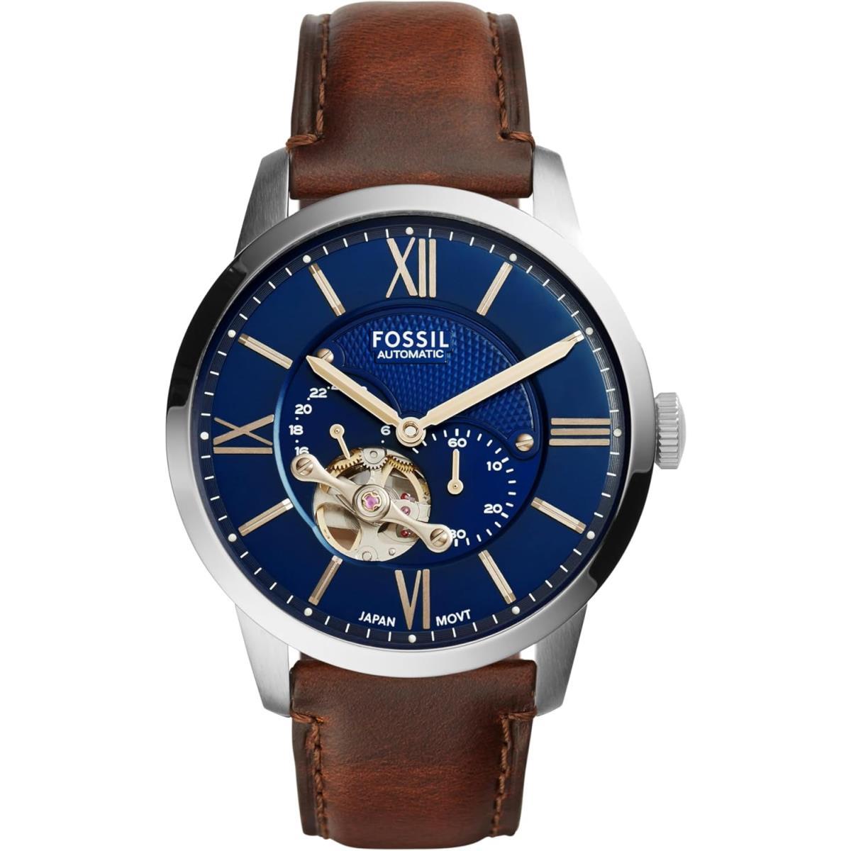 Fossil Townsman Men`s Automatic Watch with Mechanical Movement and Skeleton Dial