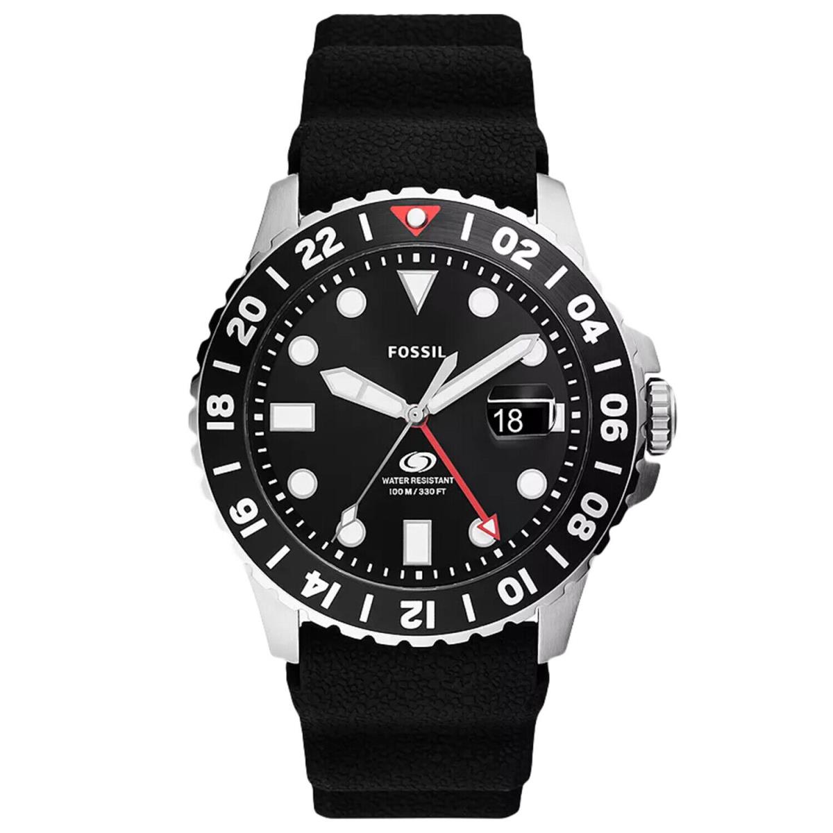 Fossil Men`s Gmt Black Dial Watch - FS6036