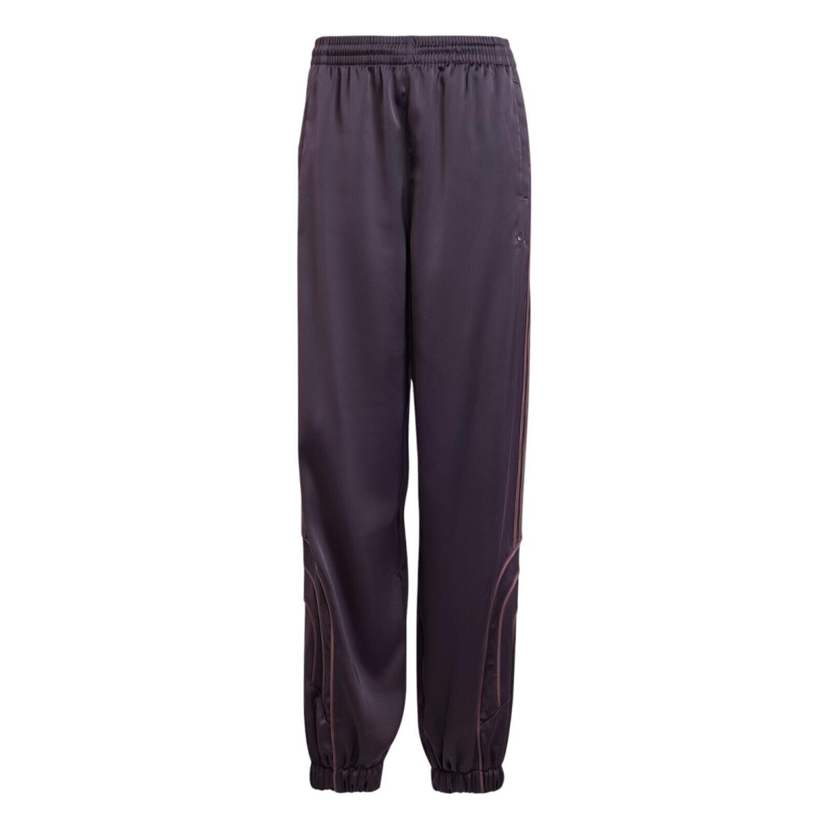 Women`s Adidas Originals Aurora Black Piping Loose Fit Satin Track Pants