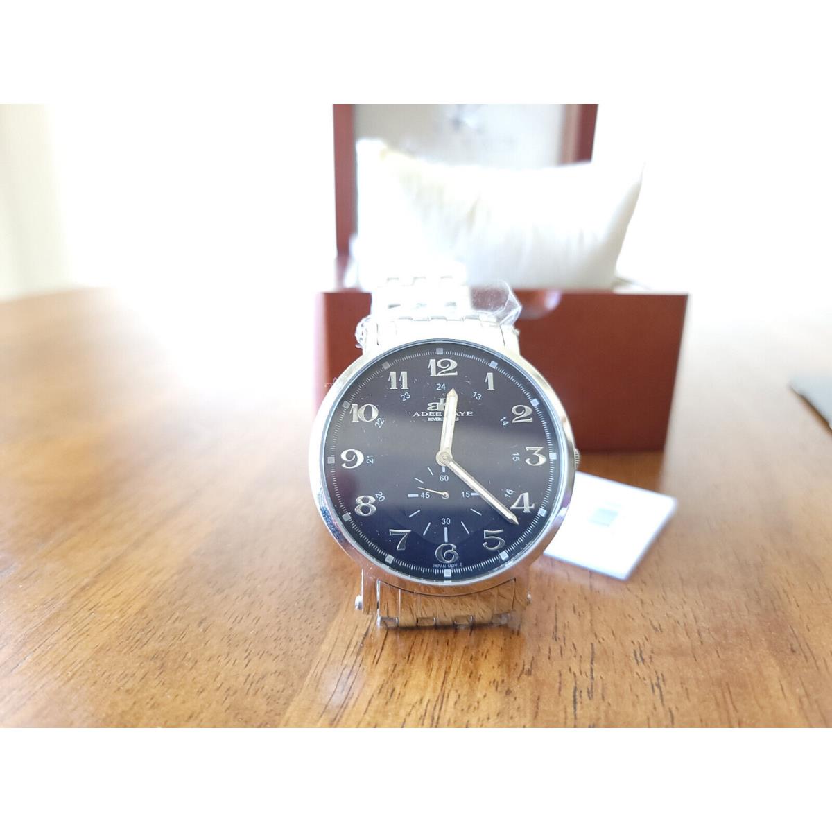 Mens Adee Kaye Quartz Watch 48.3mm SS Fresh Battery w Box Papers AK9111-MB