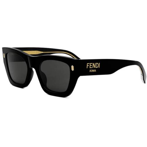 Fendi FE 40100I 01A Roma Black/grey Square Women`s Sunglasses