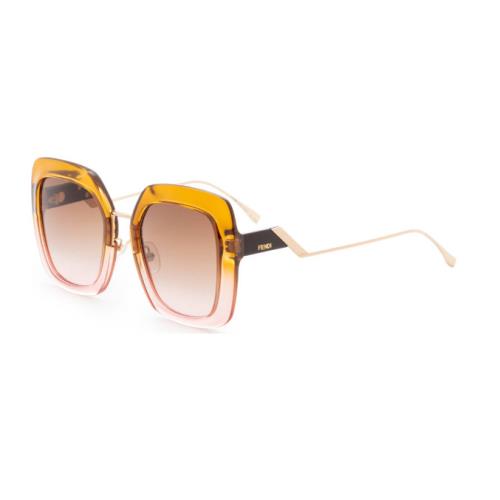 Fendi FF 0317 DQ2/M2 Brown/pink Gold Square Women`s Sunglasses