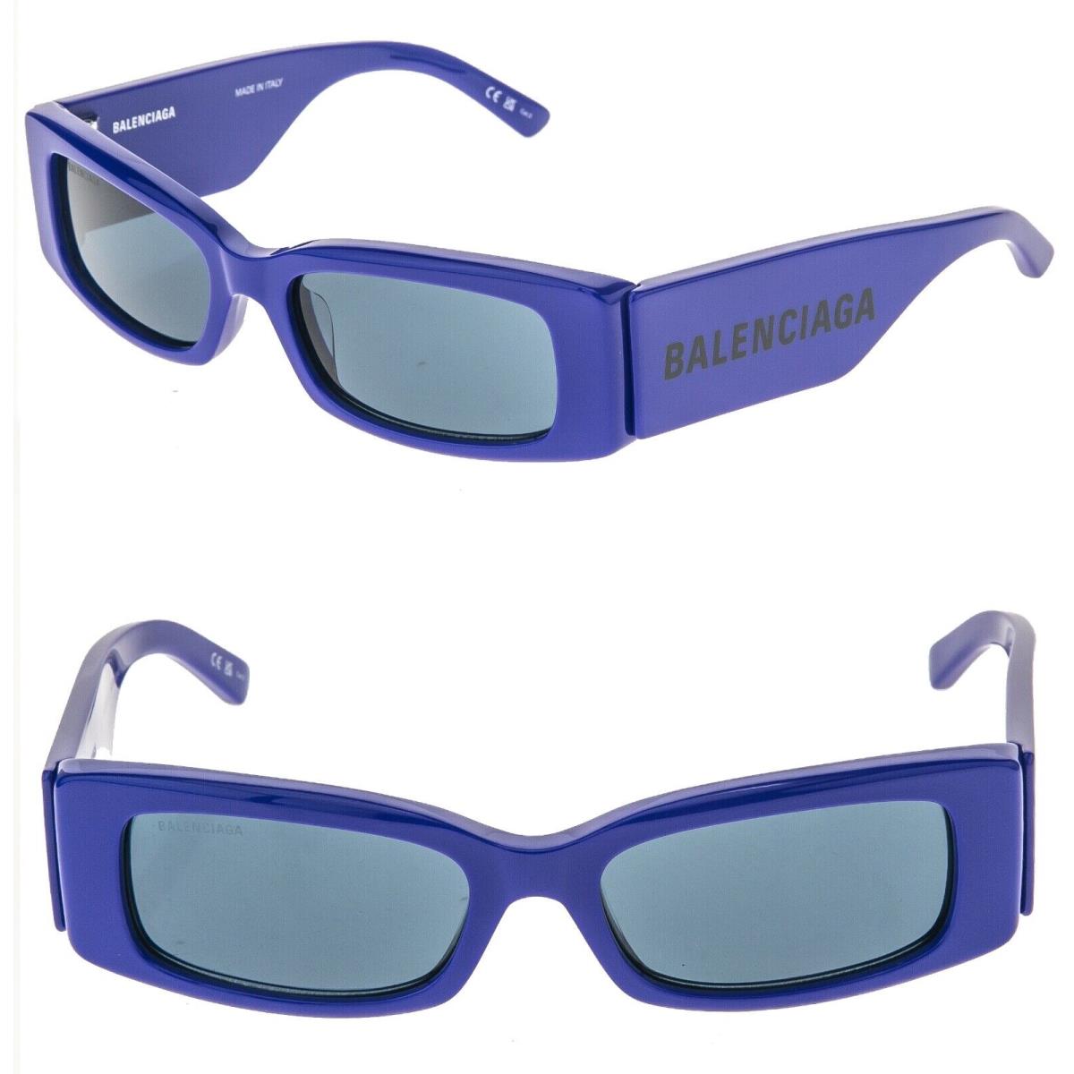 Balenciaga Max Square 0260 Blue 006 Fashion Logo Narrow Slim Sunglasses BB0260