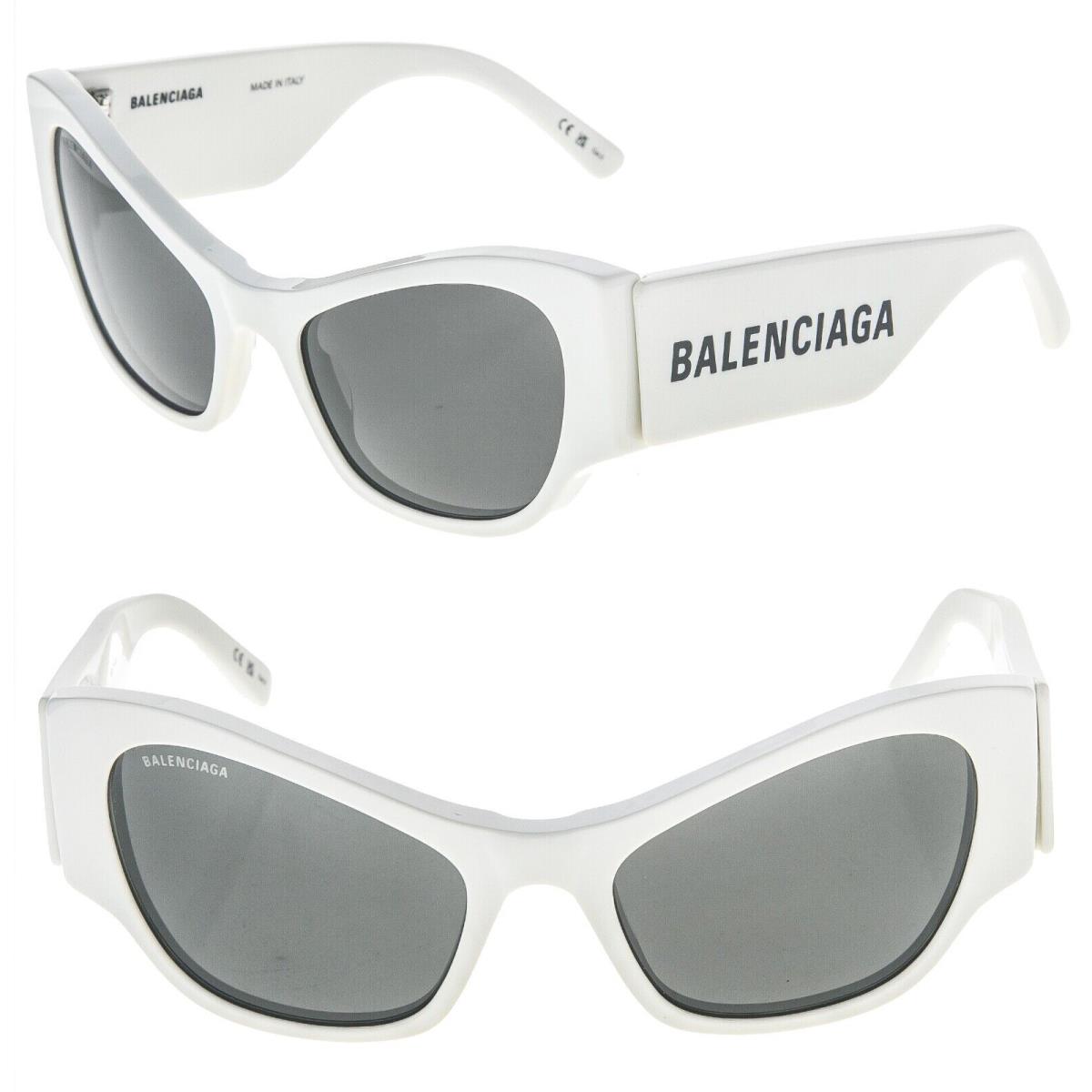 Balenciaga Max Cat 0259 White 007 Fashion Logo Bold Chunky Sunglasses BB0259