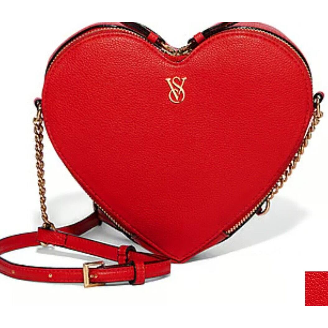Victoria`s Secret Heart Shape Crossbody Bag. Bright Red. 2 Part Zipper