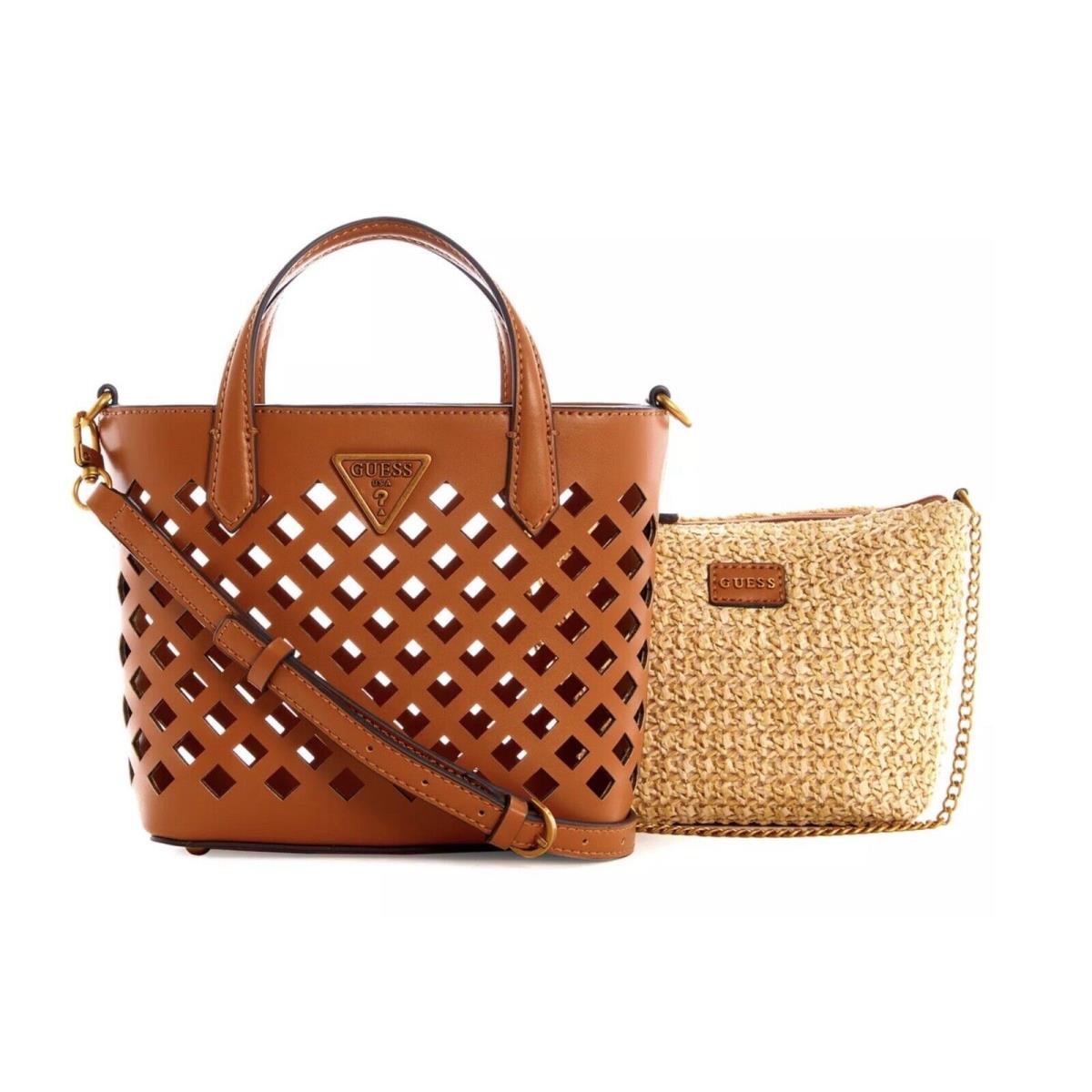 Guess Mini Aqua 2-In-1 Tote Cognac