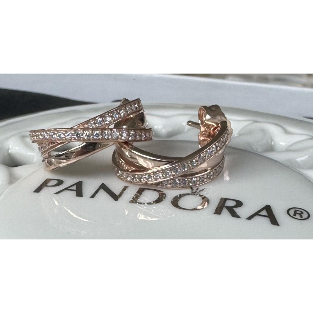 Pandora Rose Entwined Hoop Earrings 280730CZ
