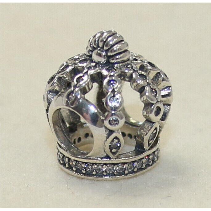 Pandora Charm Fairytale Crown 792058CZ Bead W Suede Pouch