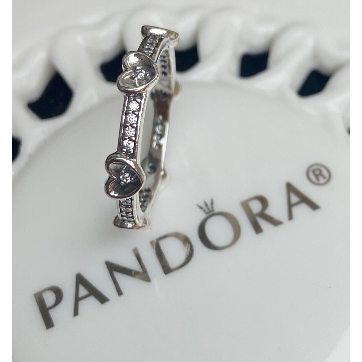 Pandora Radiant Sparkling Hearts Ring 192496C01-52 Size 6