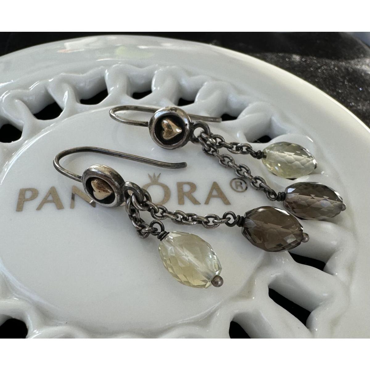 Pandora Heart Bevel Quartz Drop Earrings 290383LQ
