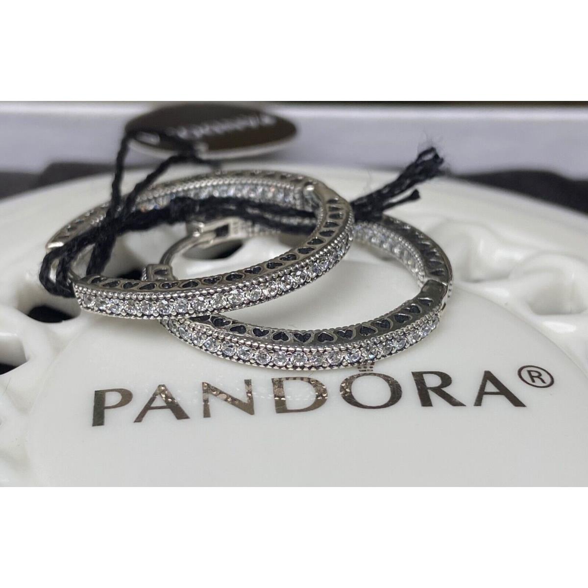 Pandora Sparkle and Hearts Hoop Earrings 296319CZ