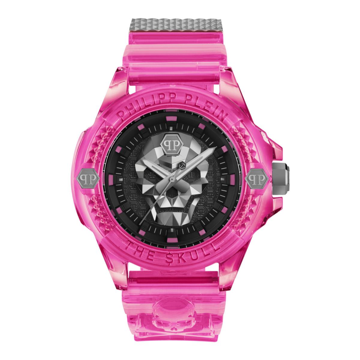 Mens Pink 44mm Strap Fashion Watch by Philipp Plein