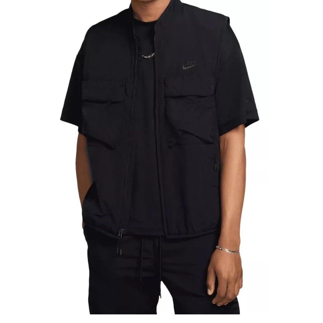 Nike Sportswear Men`s XS Tech Woven Vest Black FZ0748-010 Upf 40+