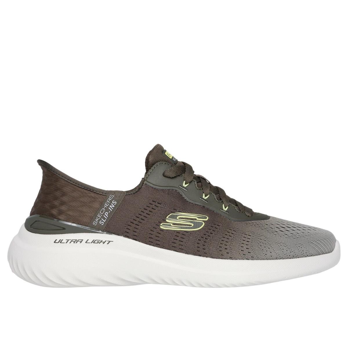 Skechers Shoes Olive Slip Ins Men`s Wide Memory Foam Ombre Cushion Mesh 232928