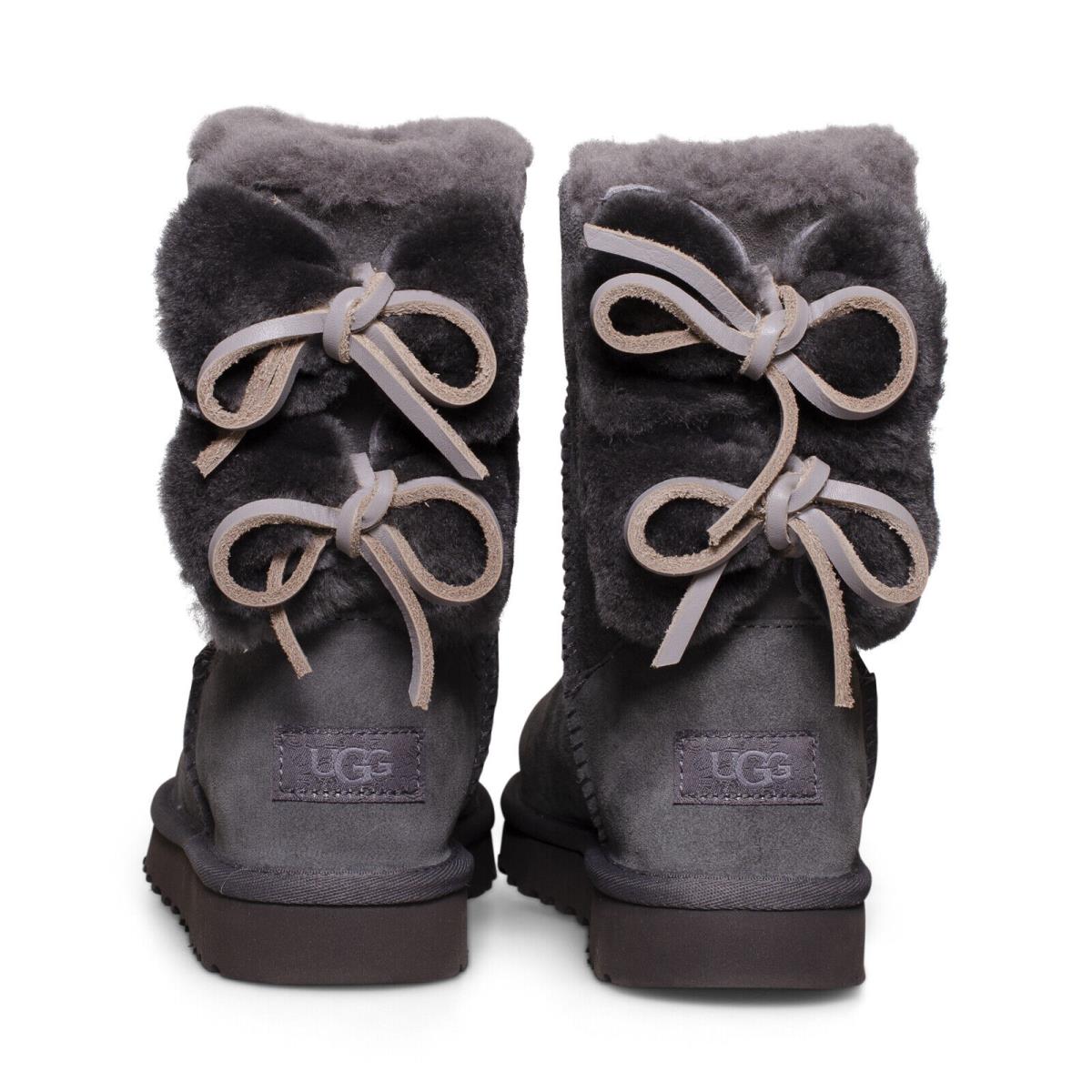 Ugg Classic Double Bow Short Charcoal Suede Women`s Boots Size US 5/UK 3