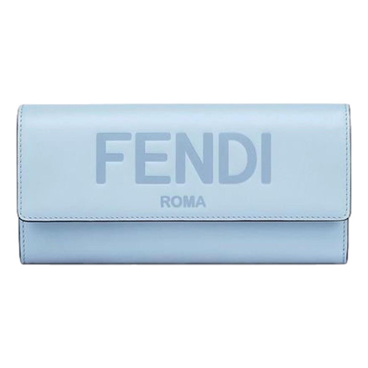 Fendi Roma Light Blue Smooth Calf Leather Continental Flap Wallet