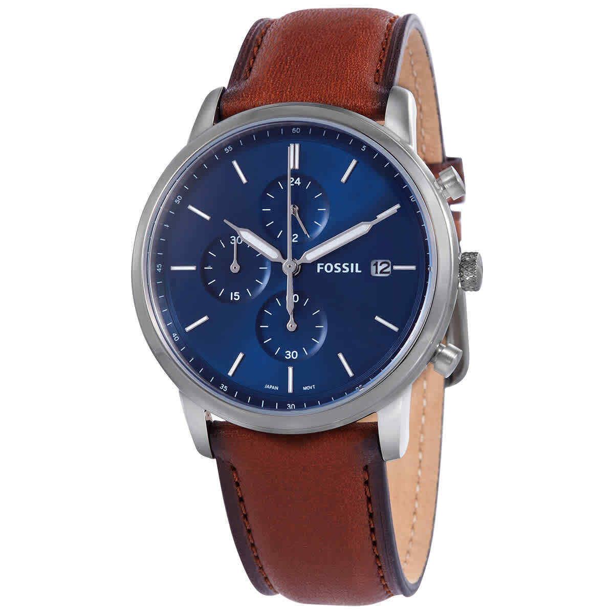 Minimalist Chronograph Quartz Blue Dial Men`s Watch FS5850 by Fossil