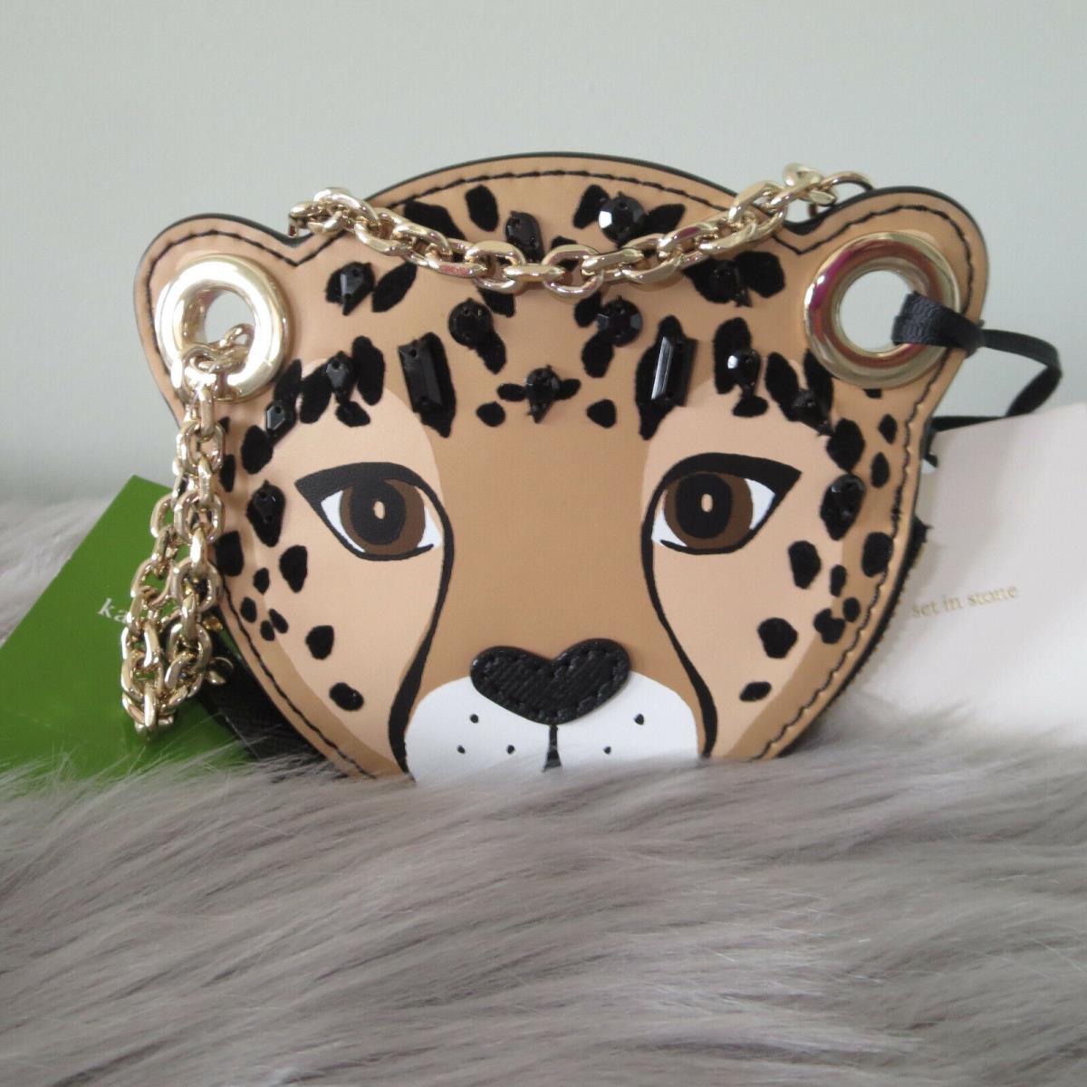 Kate Spade Run Wild Leopard Rose Coin Purse Small Purse Gold Chain Black &  Brown