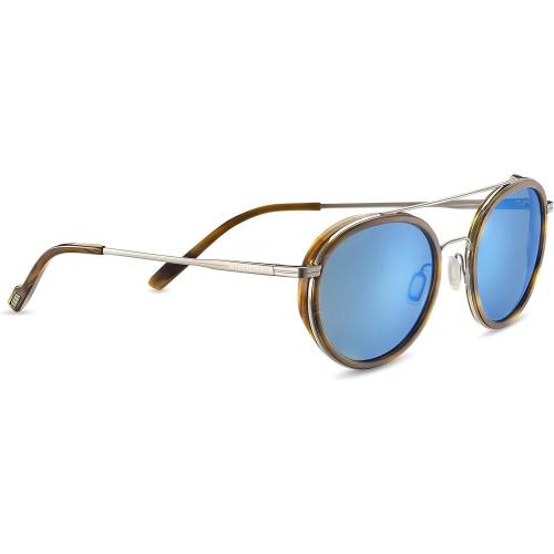 Serengeti Serengetti Geary Shiny Gunmetal Brown Buffalo Acetate One Size - Polarized Blue