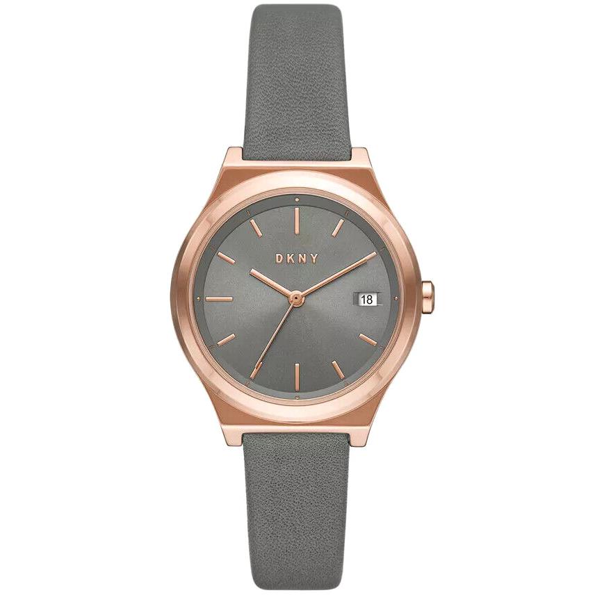 Dkny NY2972 Women`s 34mm Parsons Date Gray Leather Watch
