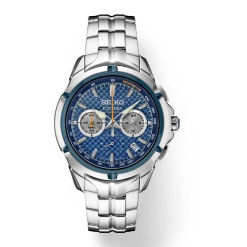 Seiko Coutura Quartz Chronograph Blue Dial with Bracelet Men`s Watch SSB431