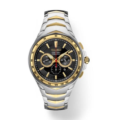 Seiko Coutura Quartz Chronograph Black Dial with Bracelet Men`s Watch SRWZ26