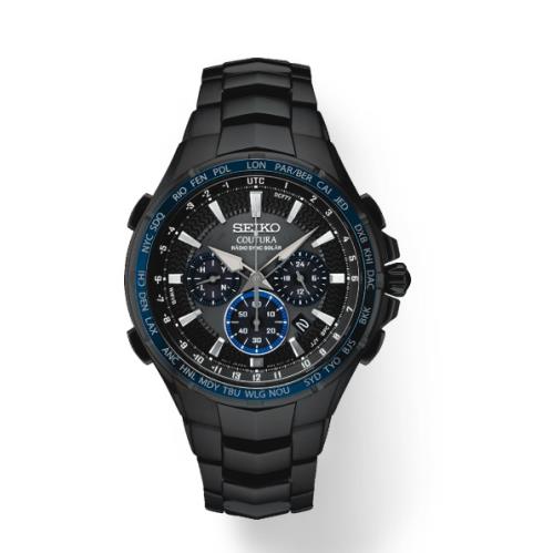 Seiko Coutura Radio Sync Solar Chronograph Black Dial and Bracelet Watch SSG021