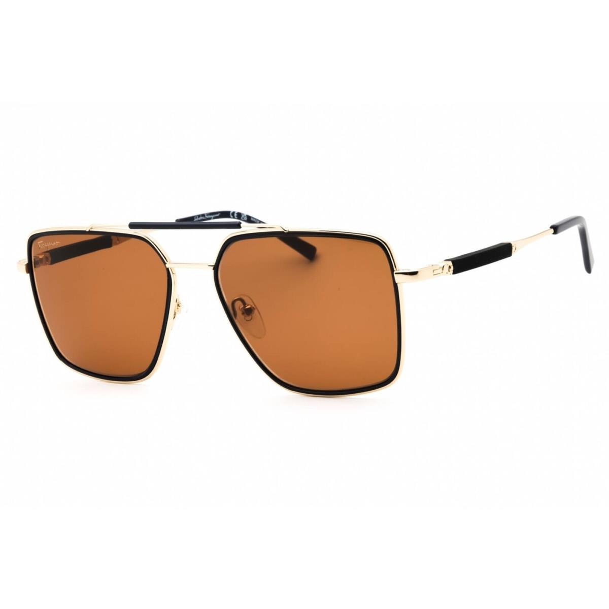 Salvatore Ferragamo Men`s Sunglasses Gold/blue Metal Navigator Frame SF298S 743