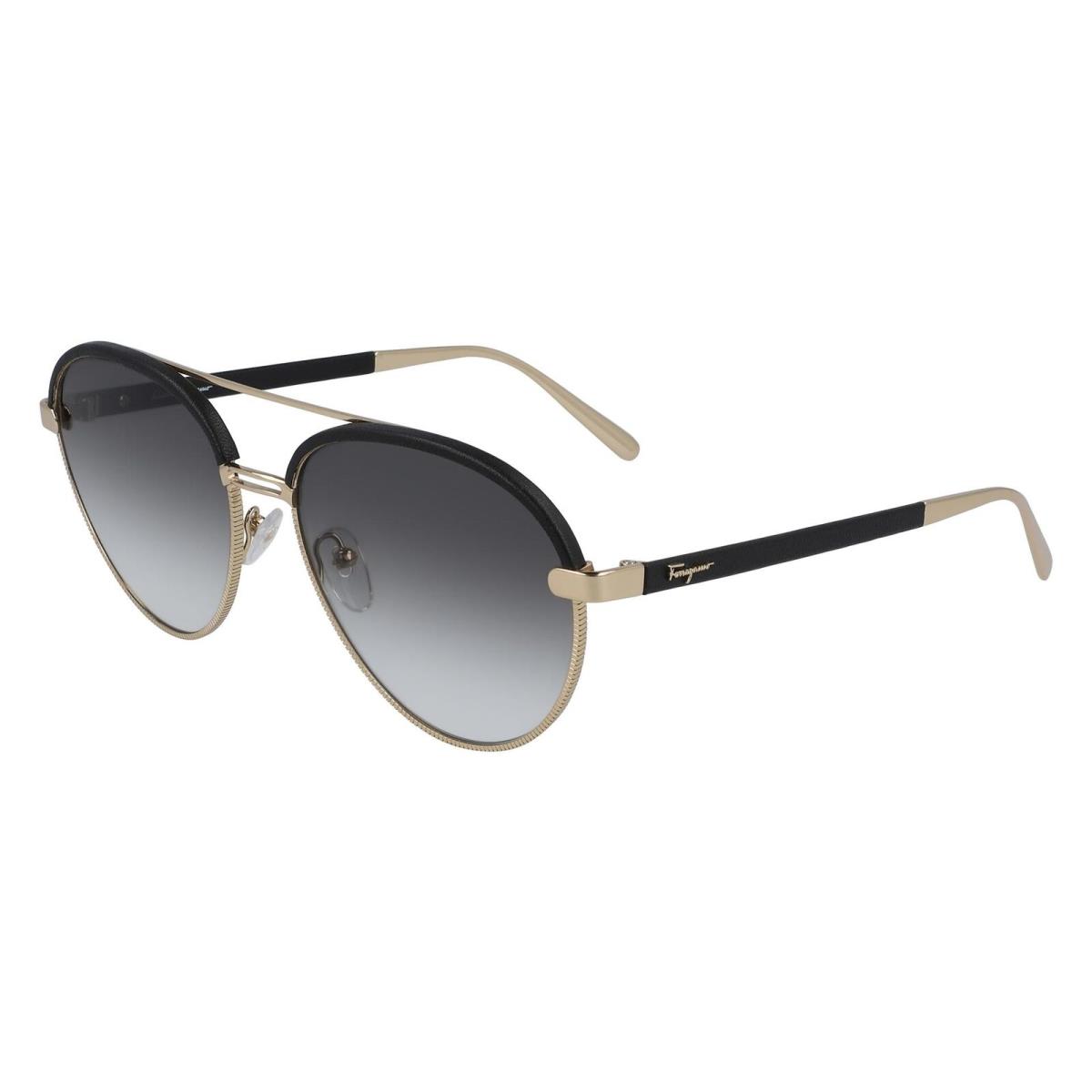 Salvatore Ferragamo SF 229SL 786 Rose Gold Black Leather Sunglasses