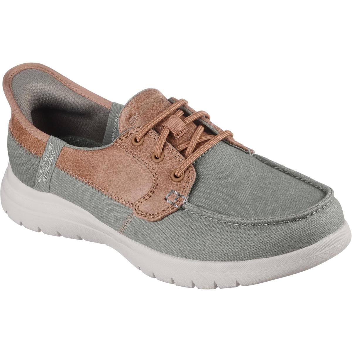 Skechers Women`s Hands Free Slip-ins On-the-go Flex-palmilla Boat Shoe Olive Green