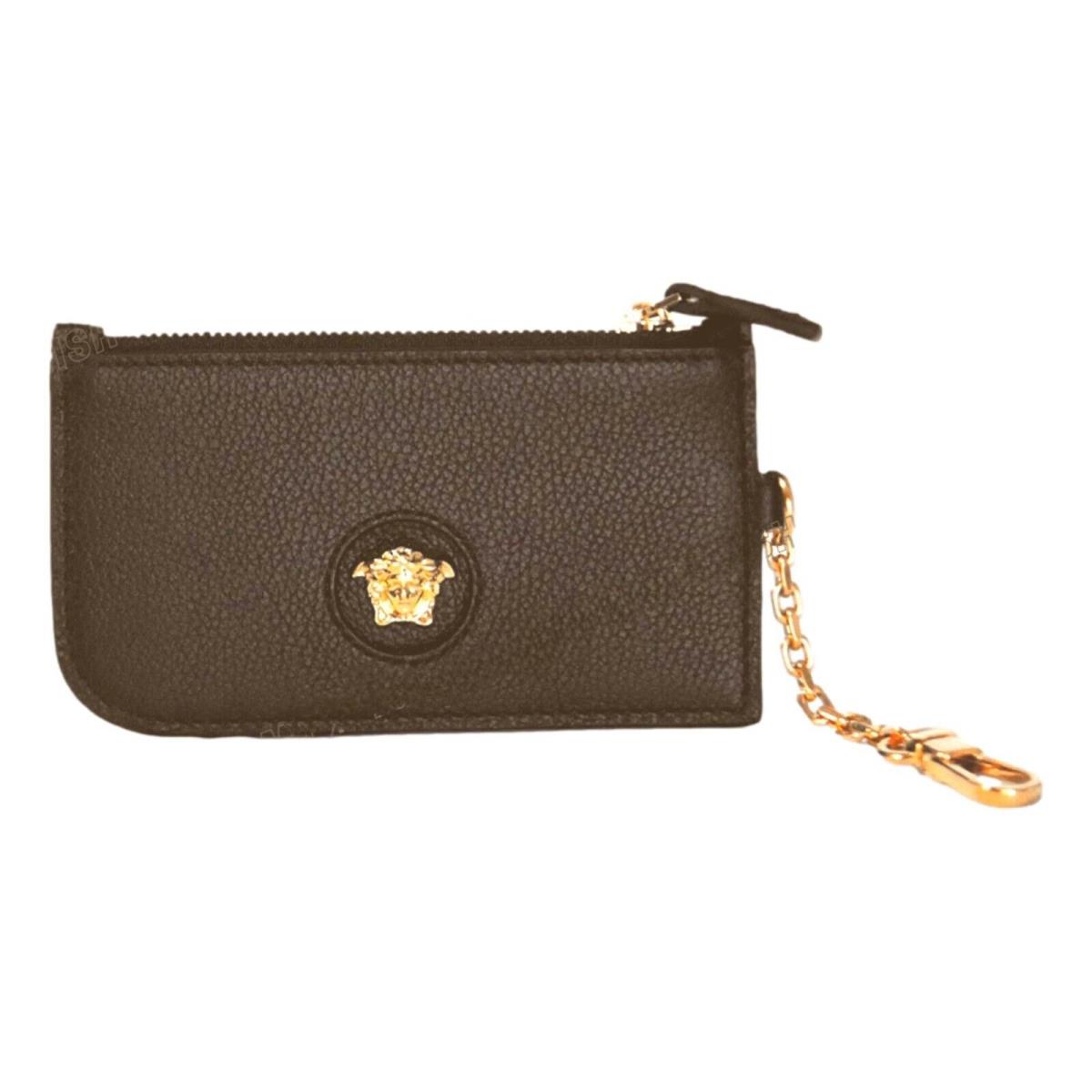 Versace La Medusa Khaki Vitello Card Case Key Cha