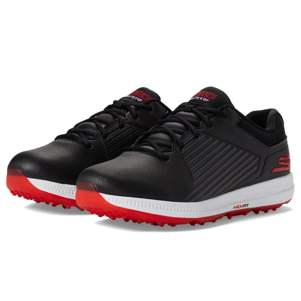 Skechers Men`s Elite 5 Arch Fit Waterproof Golf Shoe Sneaker Black/red 7.5