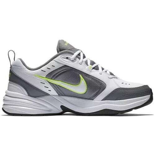 Nike Air Monarch IV Men White Grey Lime 100 Walking Shoe Medium Wide Width 4E - White/Blue