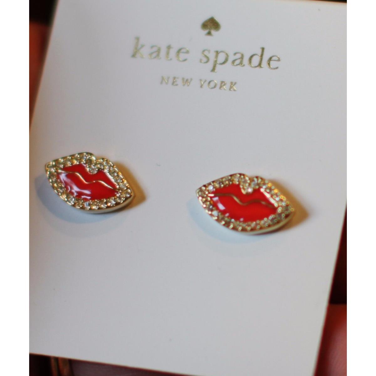 Kate Spade New York Love List Kiss Lips Stud Bridal Earrings Lipstick Red XO