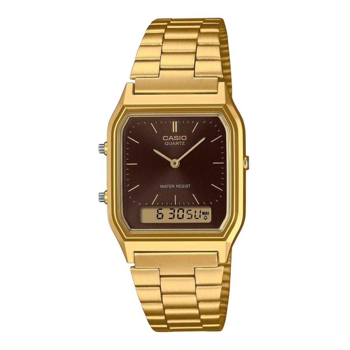 Casio Vintage Analog Digital Brown Dial Casual Quartz Unisex Watch AQ-230GA-5A