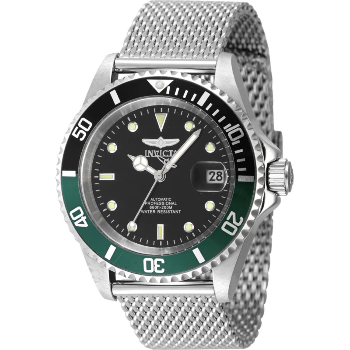 Men`s Watch Pro Diver Black Green Rotating Bezel Mesh Bracelet 48072 by Invicta