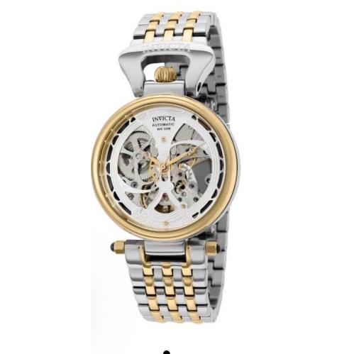 Invicta Objet D Art 2 Tone Automatic Lady Watch 38390 Bracelet Exhibition Case