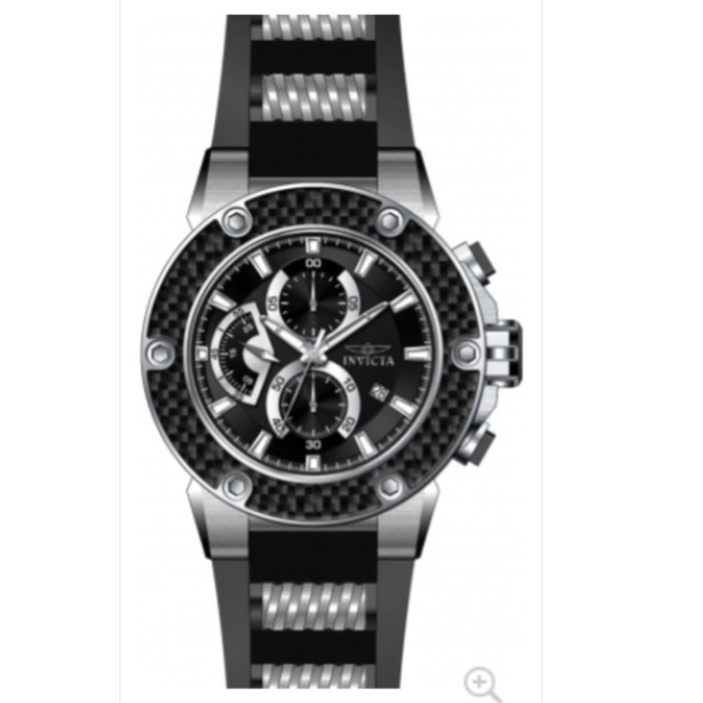 Invicta Men Speedway Chronograph Silver Swiss Watch 22400 Black Strap Dial 51mm