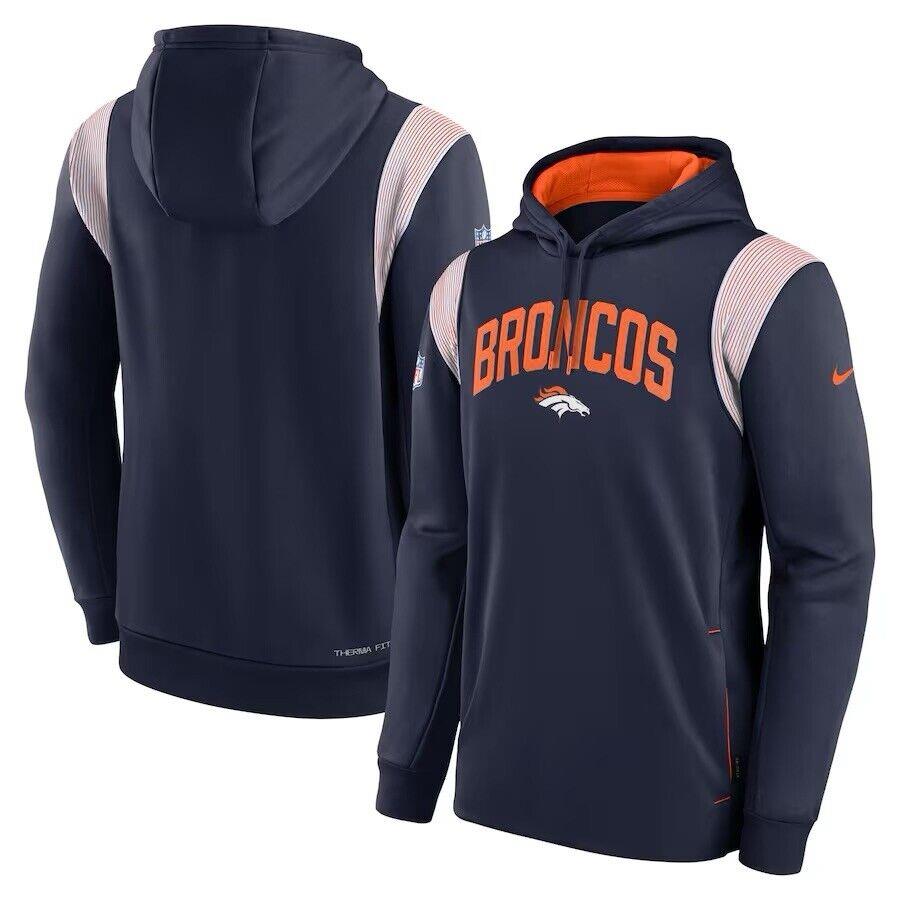Medium Denver Broncos Nike Sideline Pullover Hoodie - Navy