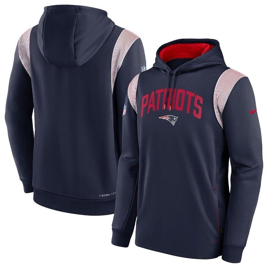 Large England Patriots Nike Sideline Pullover Hoodie - Navy