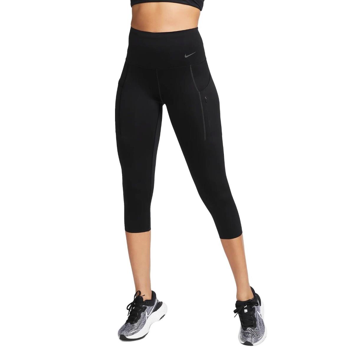 Nike GO Dri-fit High Waisted Cropped Legging Gym DQ5881-010 Size XS
