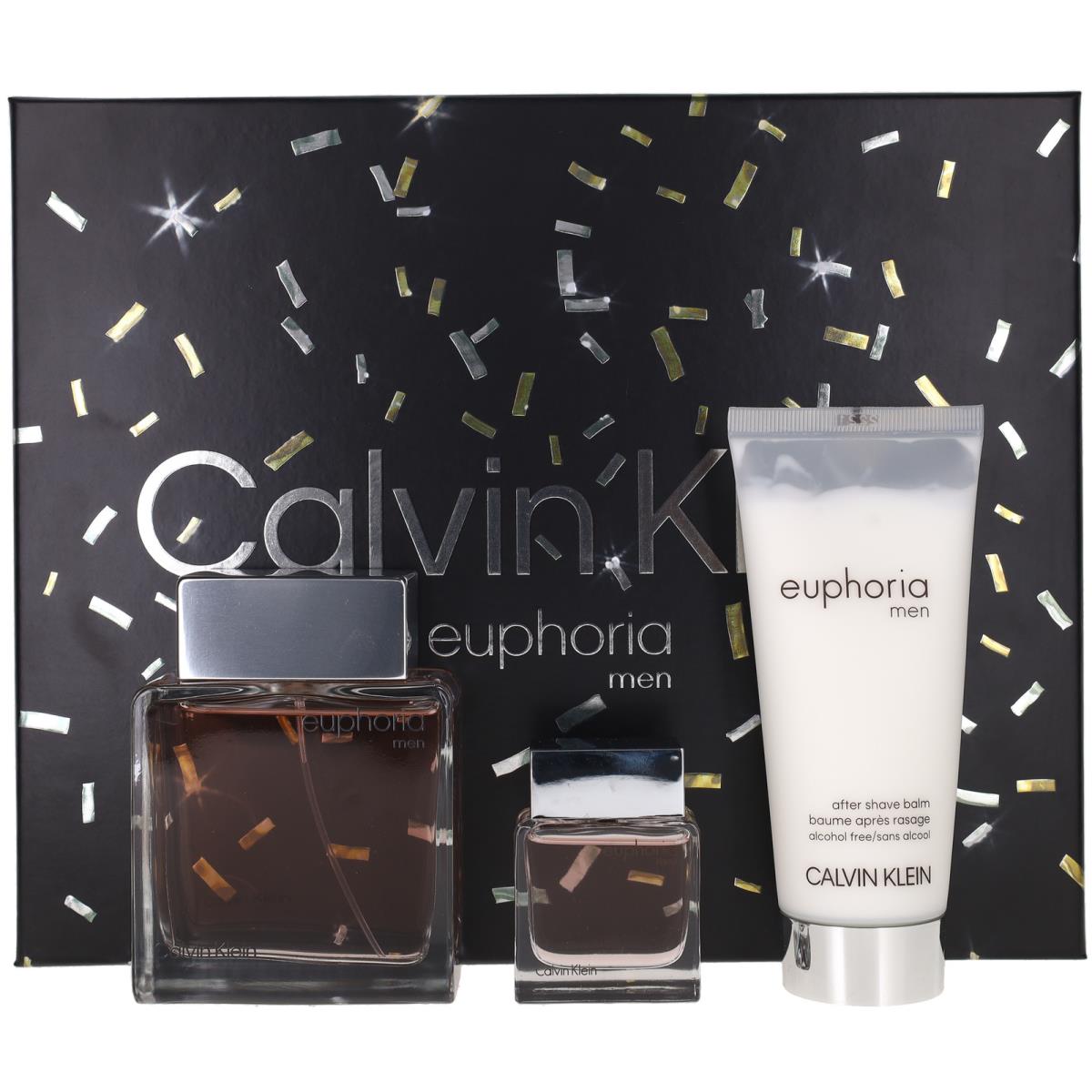 Euphoria by Calvin Klein Men Set: Edt + Asb + Mini Edt 3.3+3.3+0.5oz